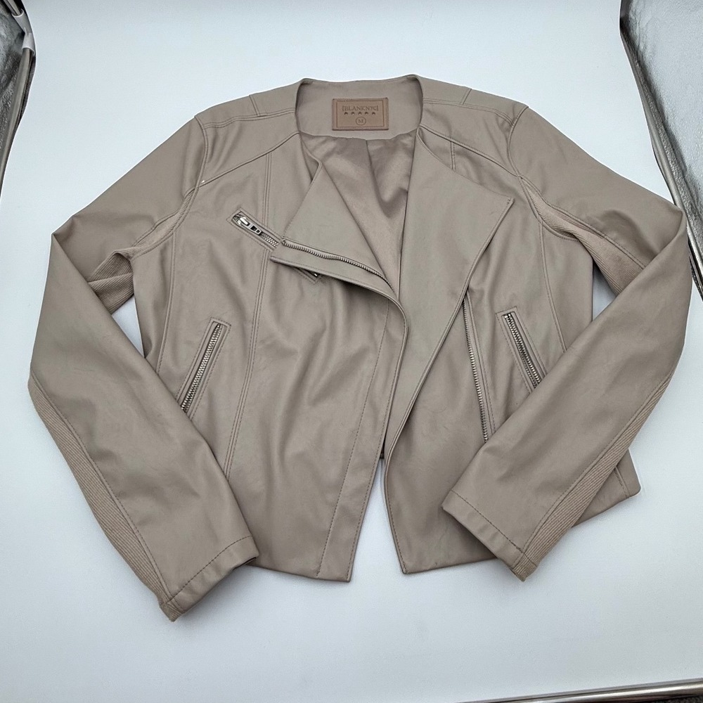 BlankNYC Genuine Leather Shacket Brown Women's L Button Front Shirt Jacket